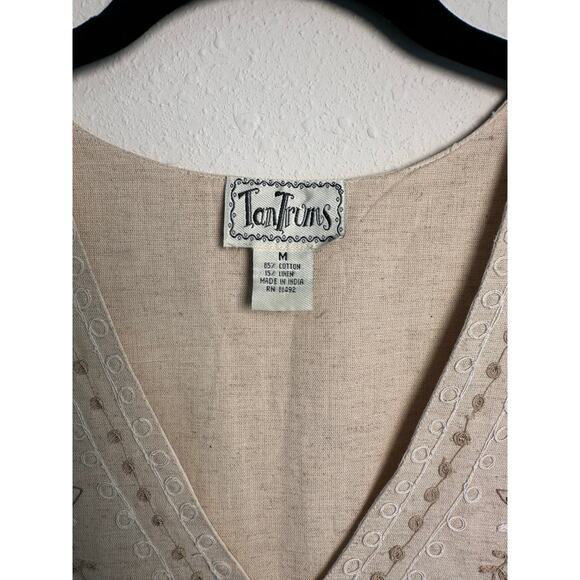 Vtg 90s Y2K Tantrums Linen Blend Floral Vest Embroidered Cottagecore Size M - Picture 2 of 5